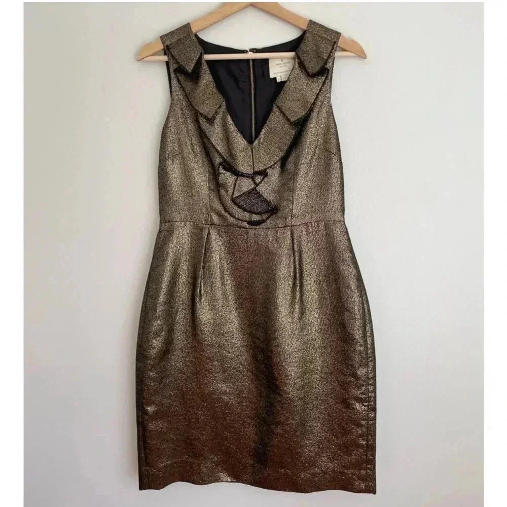 Kate Spade ♠️ metallic gold dress size 14
